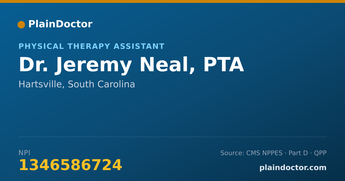 Shareable card for Jeremy Neal, PTA - Physical Therapy Assistant, Hartsville, SC