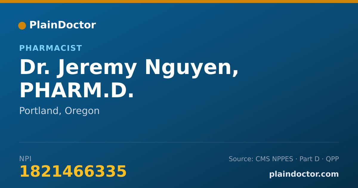 Shareable card for Jeremy Nguyen, PHARM.D. - Pharmacist, Portland, OR