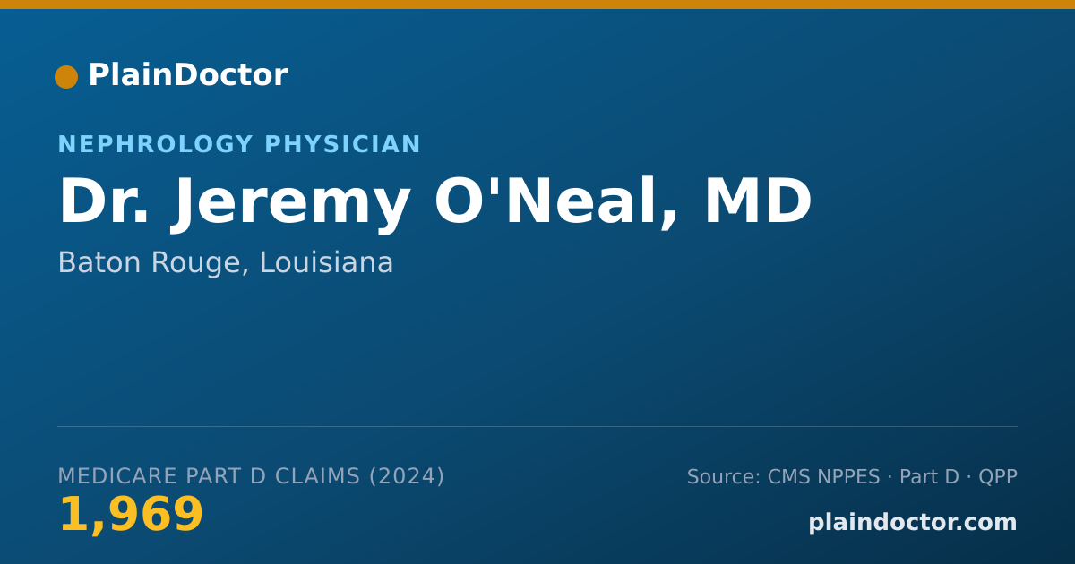 Shareable card for Jeremy O'Neal, MD - Nephrology Physician, Baton Rouge, LA