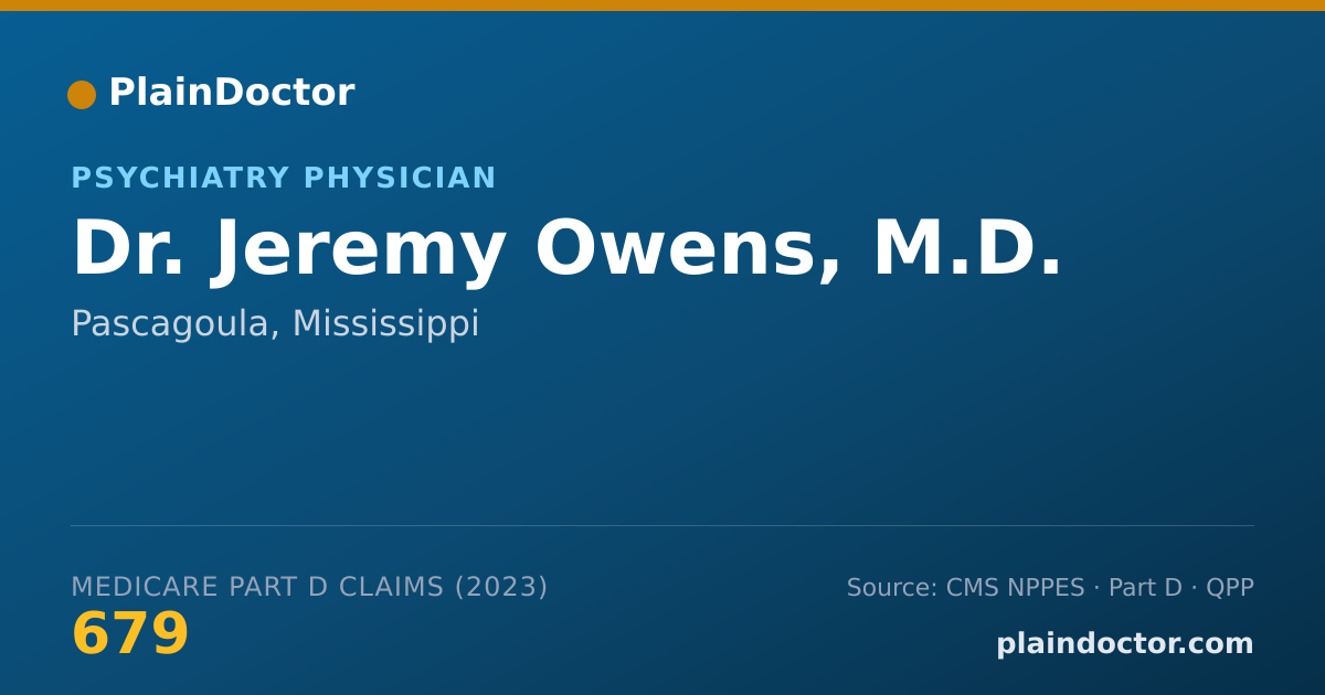 Shareable card for Jeremy Owens, M.D. - Psychiatry Physician, Pascagoula, MS