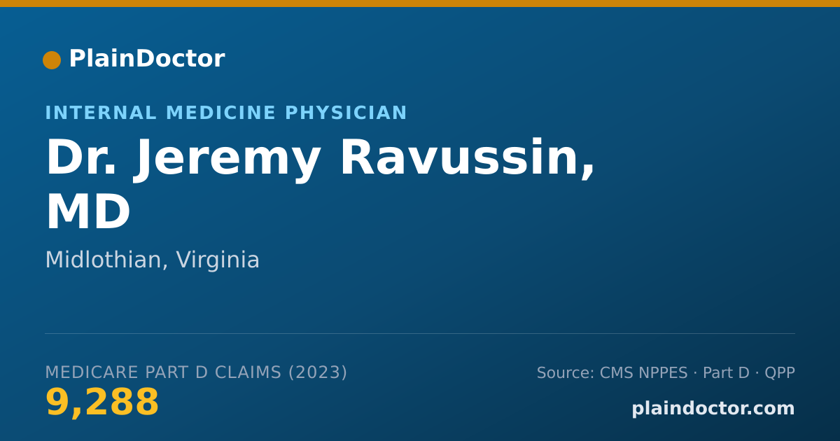 Shareable card for Jeremy Ravussin, MD - Internal Medicine Physician, Midlothian, VA