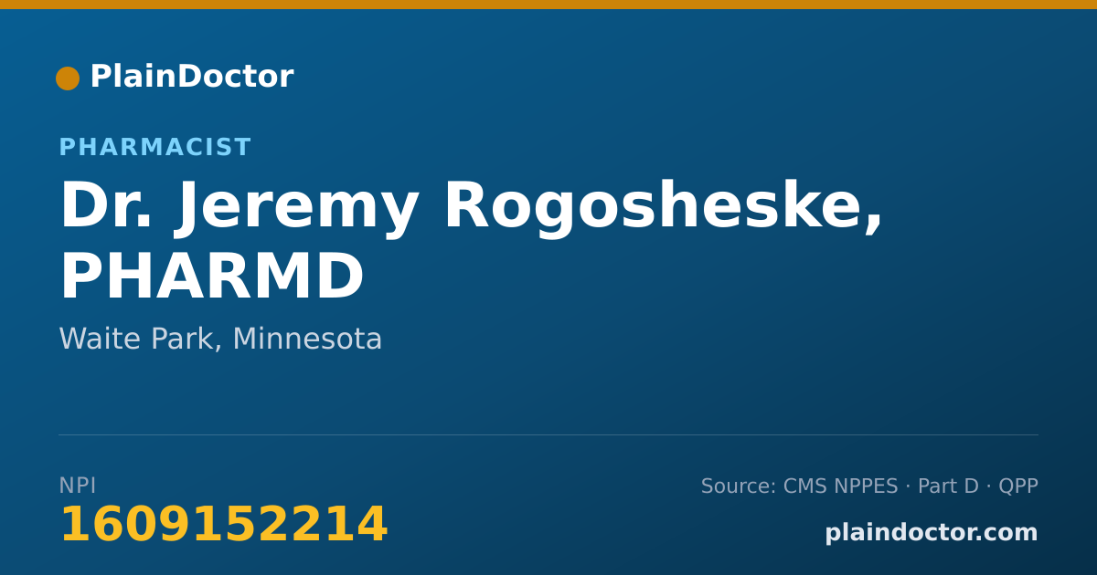 Shareable card for Jeremy Rogosheske, PHARMD - Pharmacist, Waite Park, MN