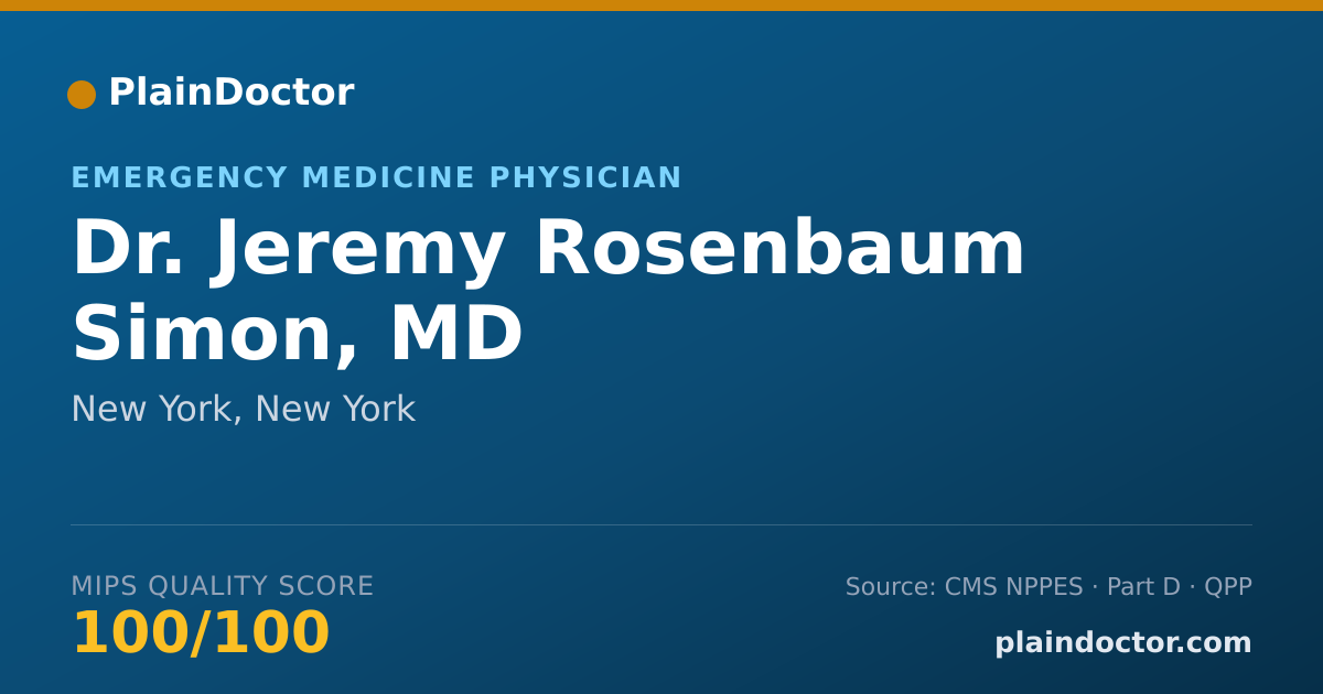 Shareable card for Jeremy Rosenbaum Simon, MD - Emergency Medicine Physician, New York, NY
