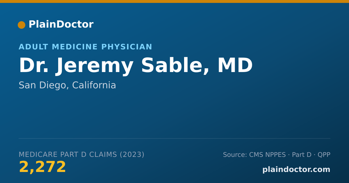 Shareable card for Jeremy Sable, MD - Adult Medicine Physician, San Diego, CA