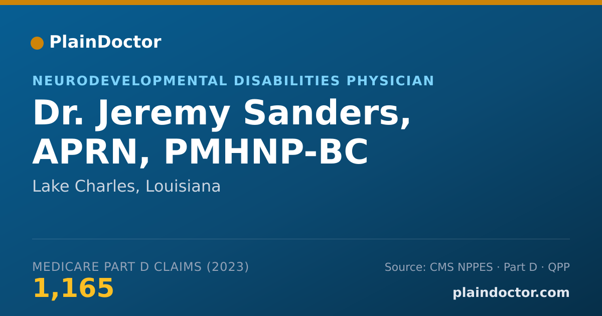 Shareable card for Jeremy Sanders, APRN, PMHNP-BC - Neurodevelopmental Disabilities Physician, Lake Charles, LA