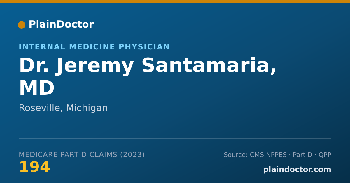 Shareable card for Jeremy Santamaria, MD - Internal Medicine Physician, Roseville, MI