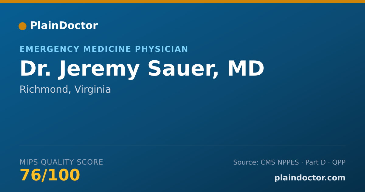 Shareable card for Jeremy Sauer, MD - Emergency Medicine Physician, Richmond, VA