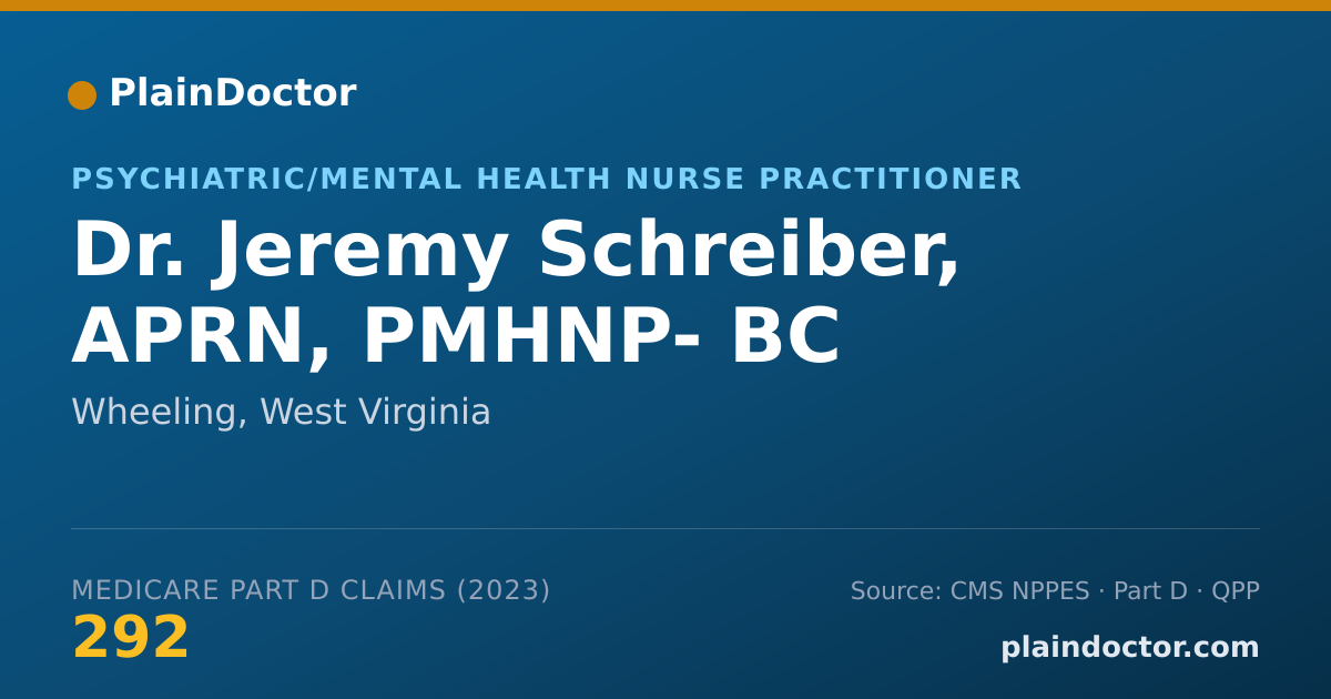 Shareable card for Jeremy Schreiber, APRN, PMHNP- BC - Psychiatric/Mental Health Nurse Practitioner, Wheeling, WV