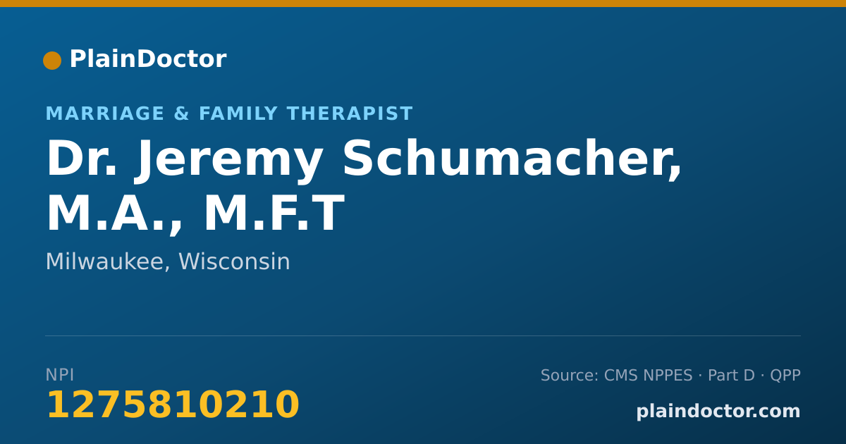 Shareable card for Jeremy Schumacher, M.A., M.F.T - Marriage & Family Therapist, Milwaukee, WI