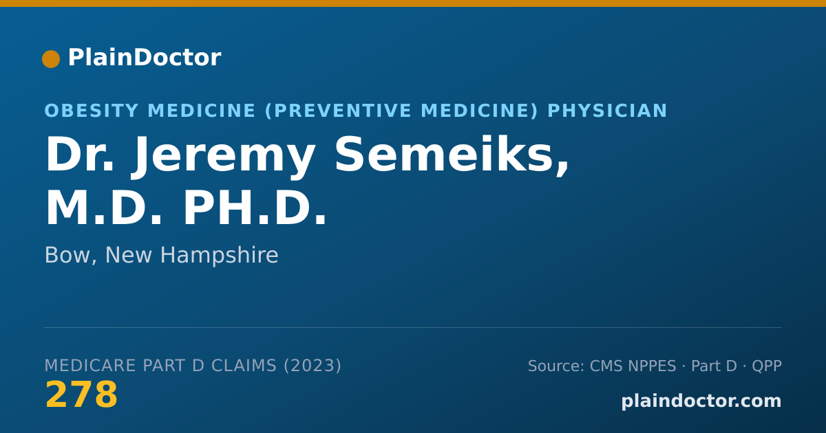 Shareable card for Jeremy Semeiks, M.D. PH.D. - Obesity Medicine (Preventive Medicine) Physician, Bow, NH