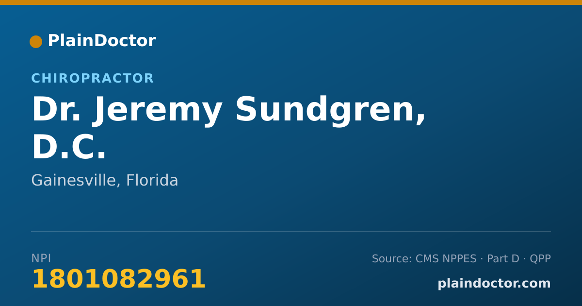 Shareable card for Jeremy Sundgren, D.C. - Chiropractor, Gainesville, FL