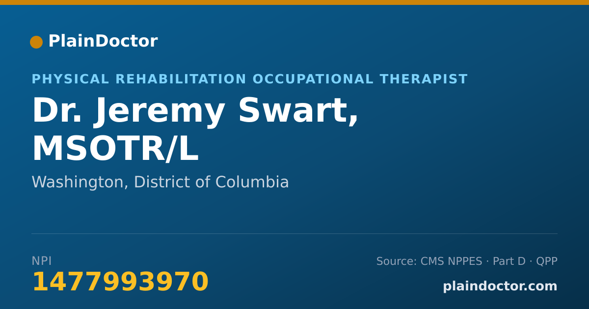 Shareable card for Jeremy Swart, MSOTR/L - Physical Rehabilitation Occupational Therapist, Washington, DC