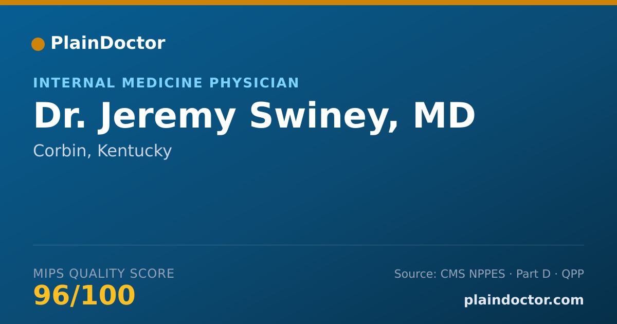 Shareable card for Jeremy Swiney, MD - Internal Medicine Physician, Corbin, KY