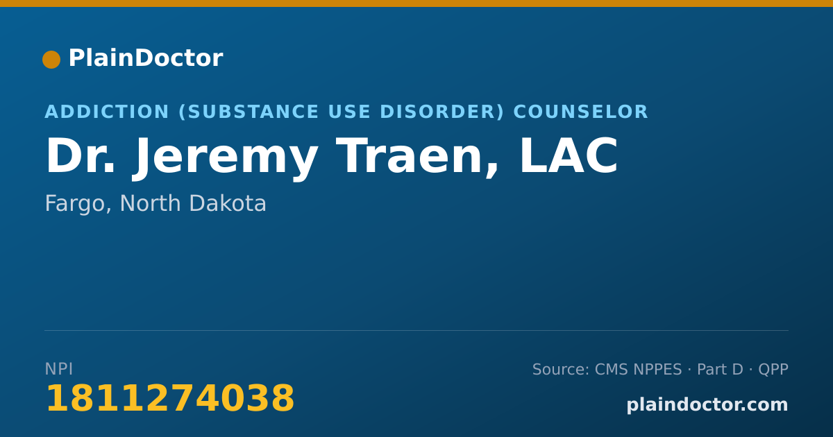 Shareable card for Jeremy Traen, LAC - Addiction (Substance Use Disorder) Counselor, Fargo, ND