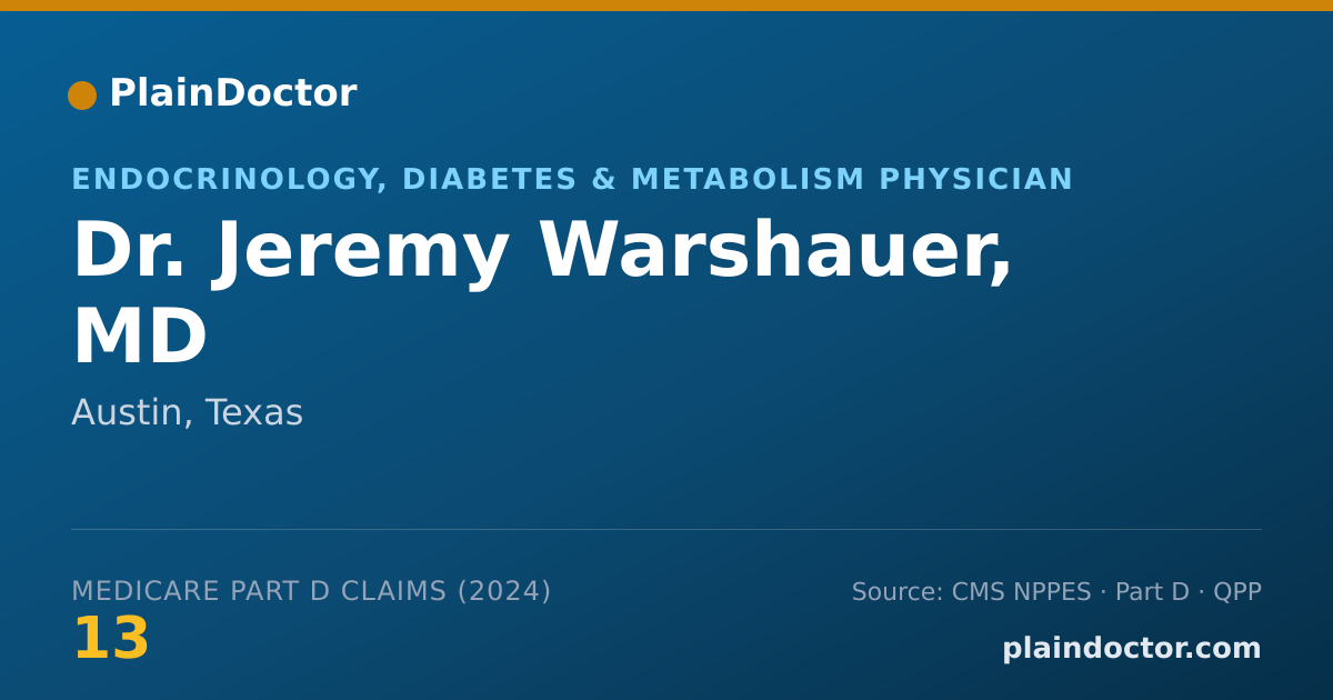 Shareable card for Jeremy Warshauer, MD - Endocrinology, Diabetes & Metabolism Physician, Austin, TX