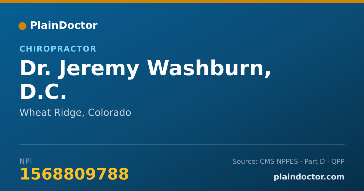 Shareable card for Jeremy Washburn, D.C. - Chiropractor, Wheat Ridge, CO