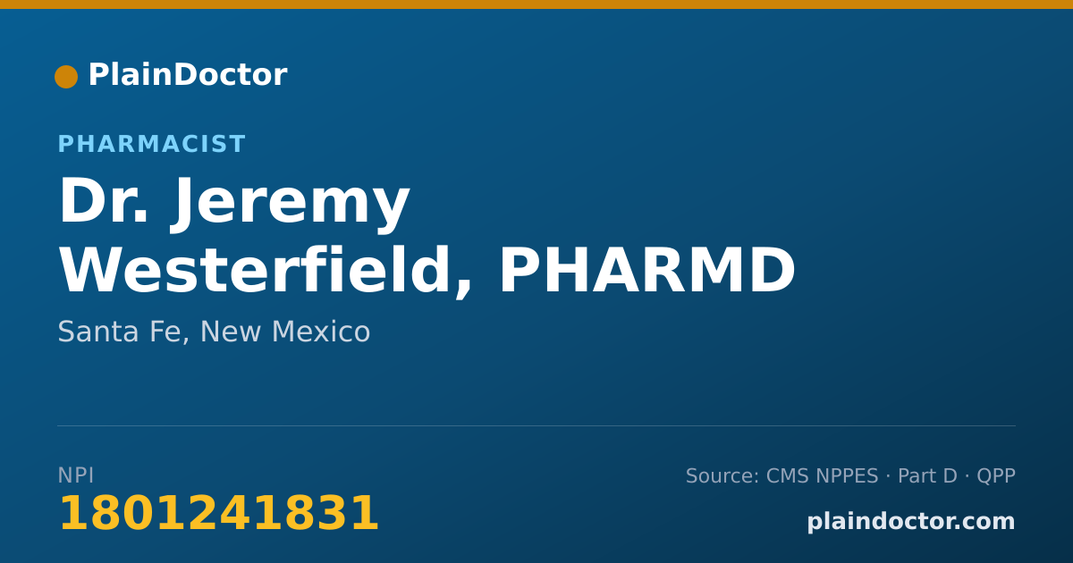 Shareable card for Jeremy Westerfield, PHARMD - Pharmacist, Santa Fe, NM