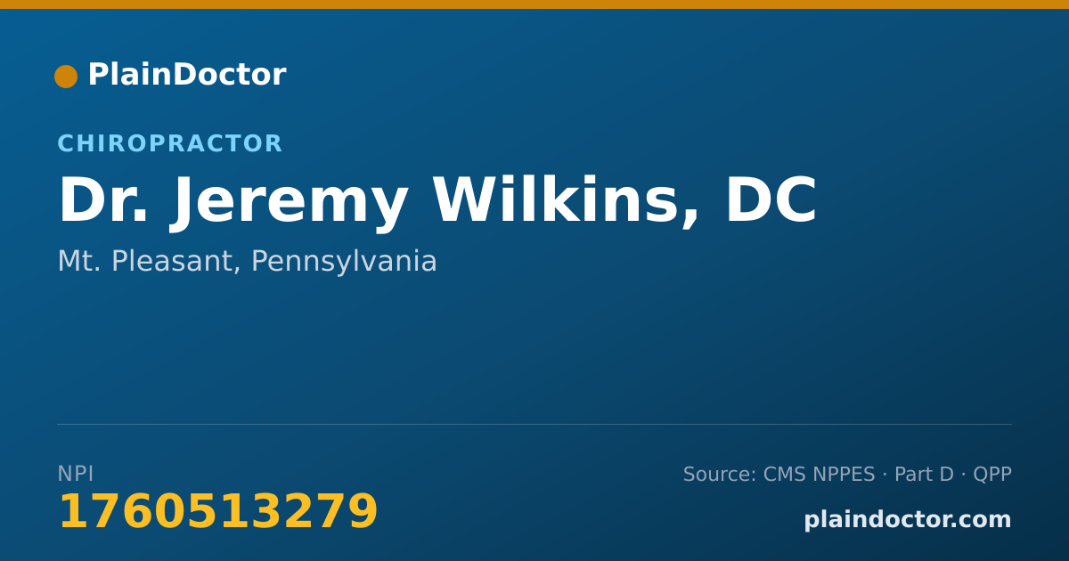 Shareable card for Jeremy Wilkins, DC - Chiropractor, Mt. Pleasant, PA
