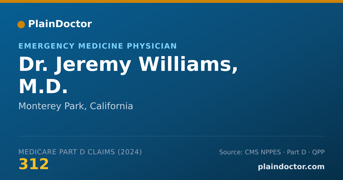 Shareable card for Jeremy Williams, M.D. - Emergency Medicine Physician, Monterey Park, CA