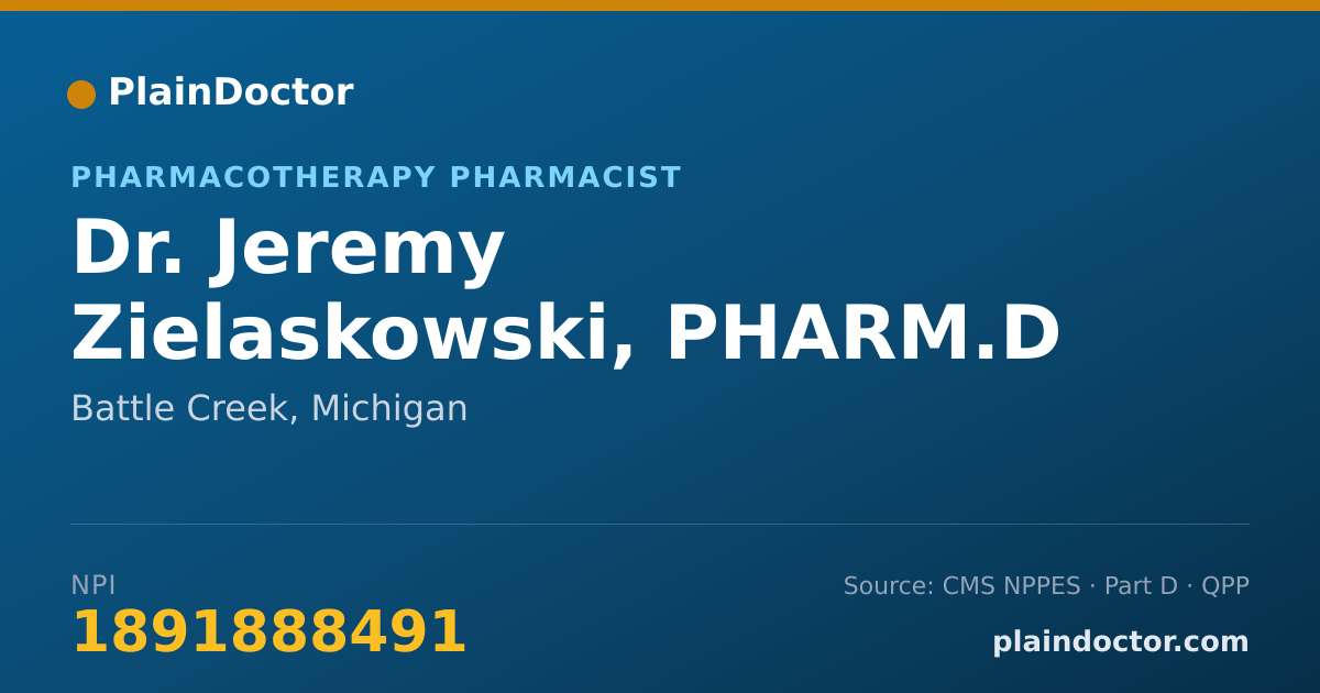 Shareable card for Jeremy Zielaskowski, PHARM.D - Pharmacotherapy Pharmacist, Battle Creek, MI