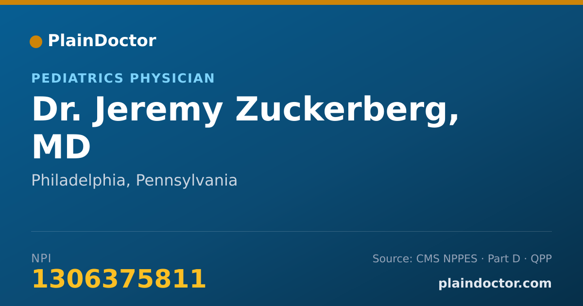 Shareable card for Jeremy Zuckerberg, MD - Pediatrics Physician, Philadelphia, PA
