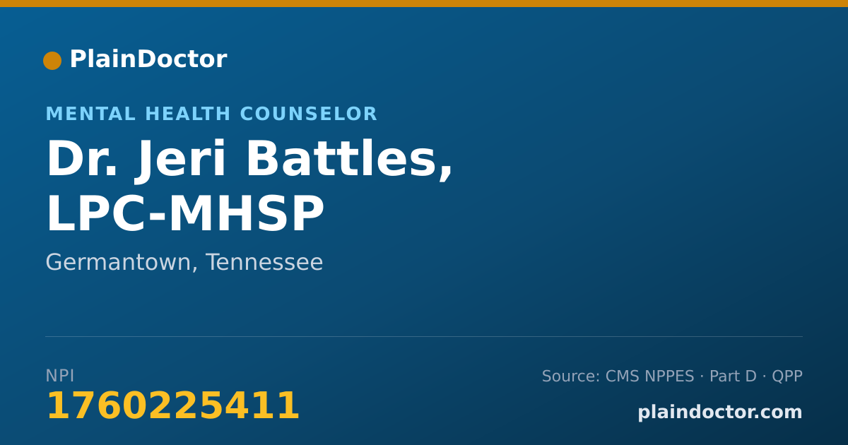 Shareable card for Jeri Battles, LPC-MHSP - Mental Health Counselor, Germantown, TN