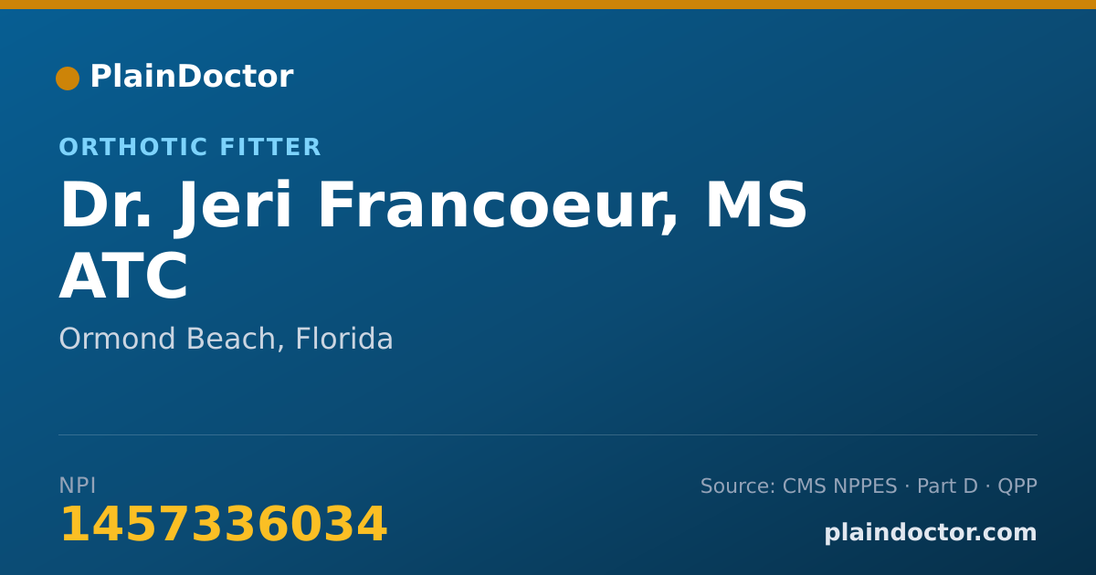 Shareable card for Jeri Francoeur, MS ATC - Orthotic Fitter, Ormond Beach, FL