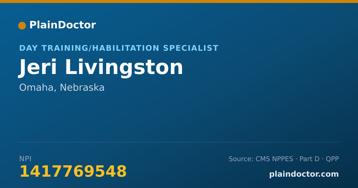 Shareable card for Jeri Livingston - Day Training/Habilitation Specialist, Omaha, NE