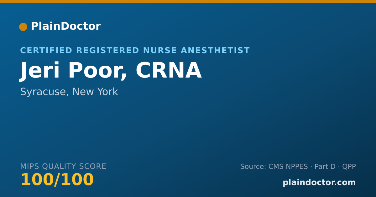 Shareable card for Jeri Poor, CRNA - Certified Registered Nurse Anesthetist, Syracuse, NY