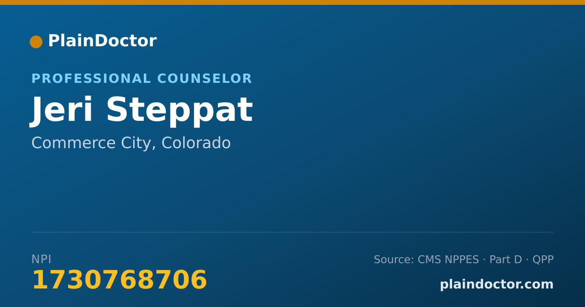 Shareable card for Jeri Steppat - Professional Counselor, Commerce City, CO