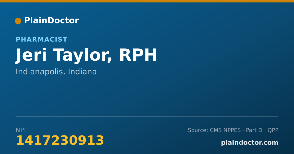 Shareable card for Jeri Taylor, RPH - Pharmacist, Indianapolis, IN