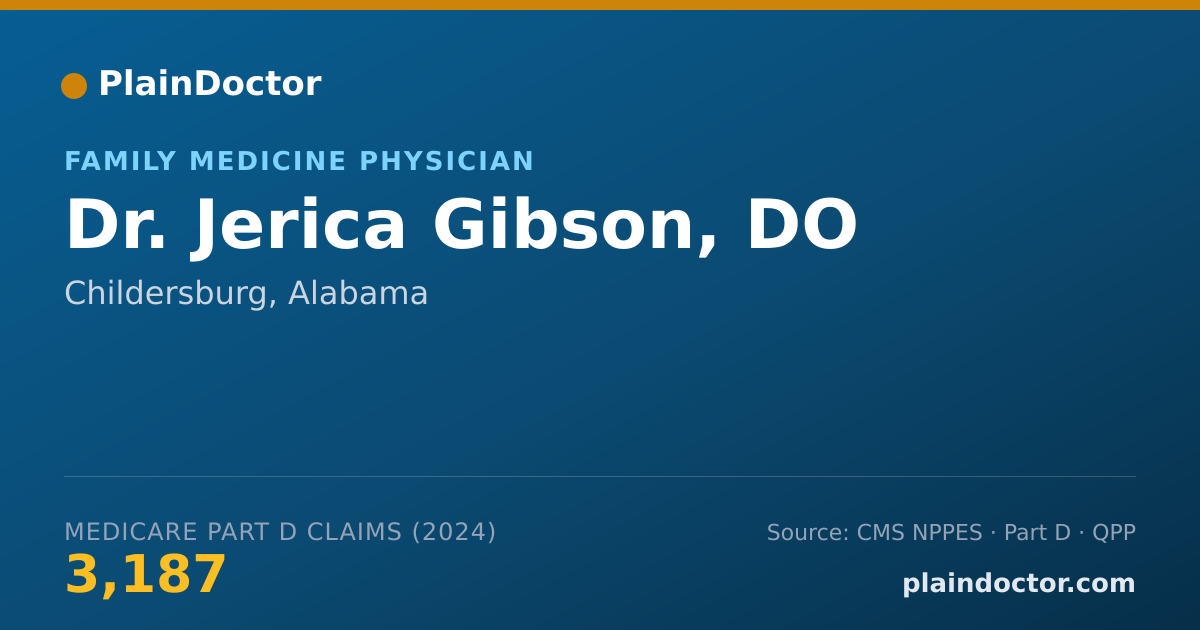 Shareable card for Jerica Gibson, DO - Family Medicine Physician, Childersburg, AL
