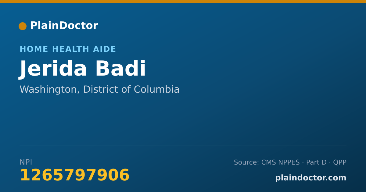 Shareable card for Jerida Badi - Home Health Aide, Washington, DC