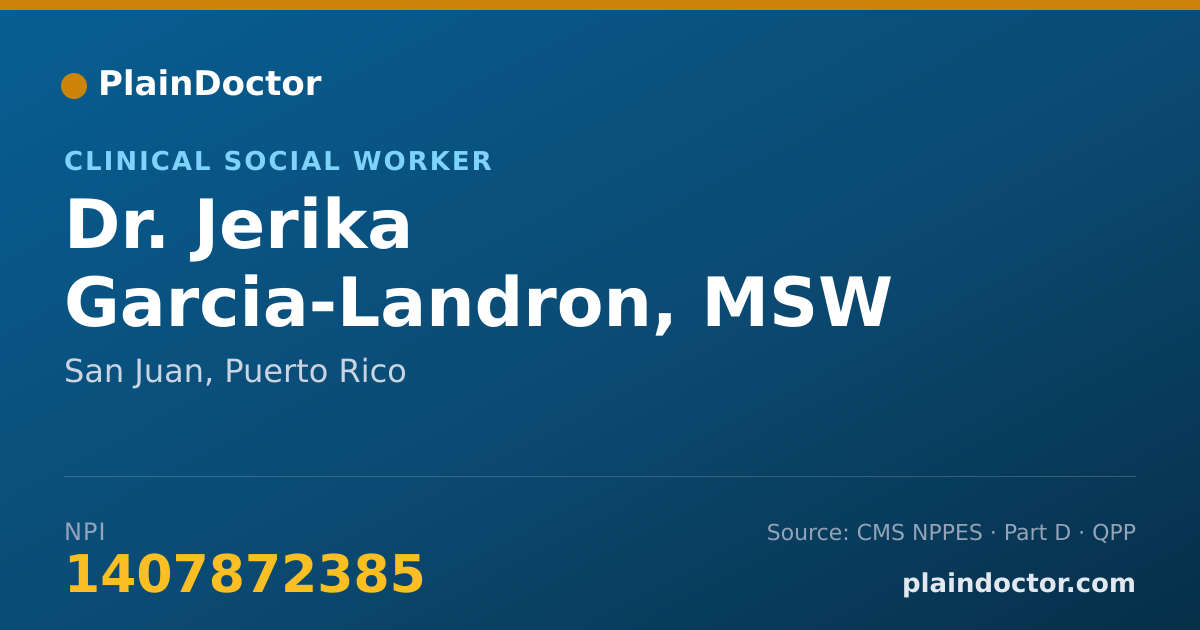 Shareable card for Jerika Garcia-Landron, MSW - Clinical Social Worker, San Juan, PR