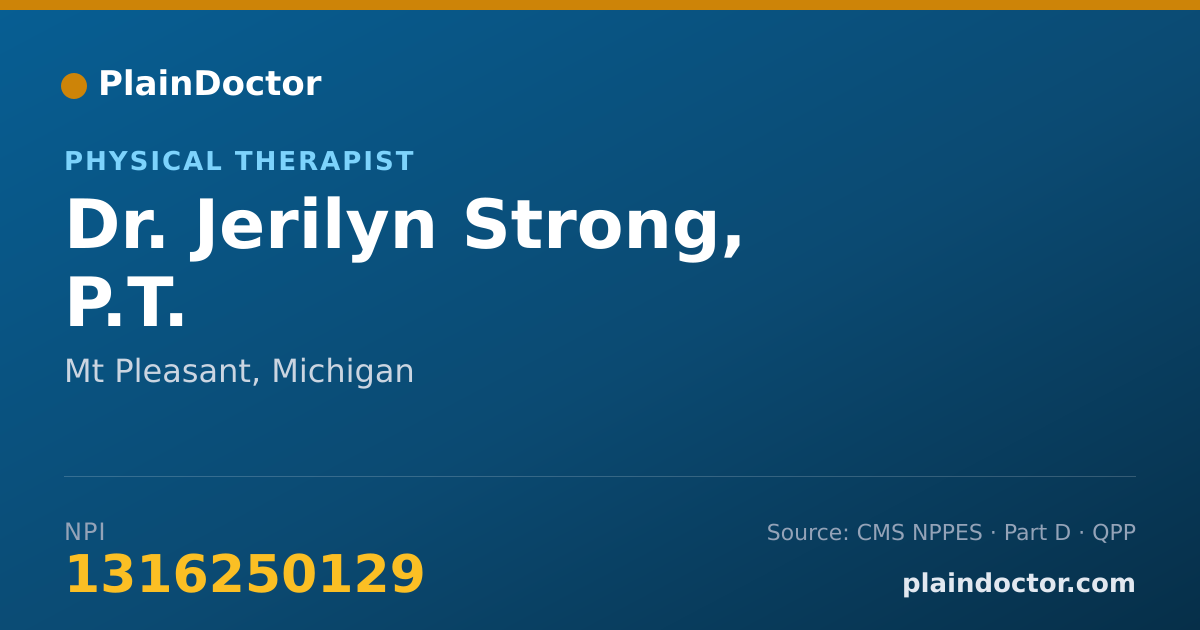 Shareable card for Jerilyn Strong, P.T. - Physical Therapist, Mt Pleasant, MI