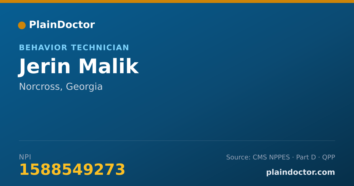 Shareable card for Jerin Malik - Behavior Technician, Norcross, GA