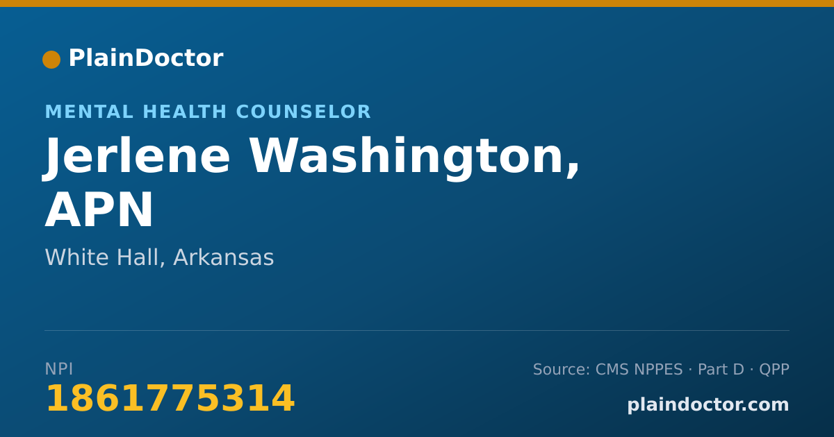 Shareable card for Jerlene Washington, APN - Mental Health Counselor, White Hall, AR