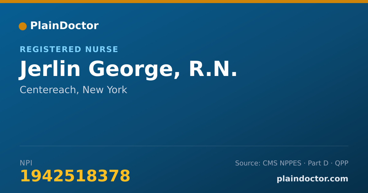 Shareable card for Jerlin George, R.N. - Registered Nurse, Centereach, NY