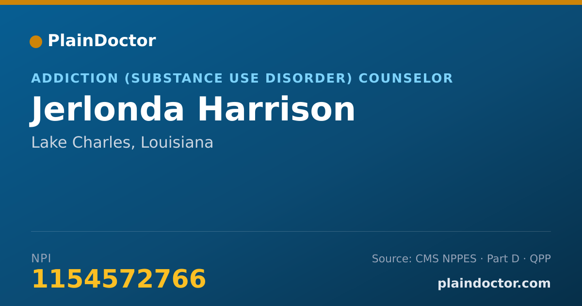 Shareable card for Jerlonda Harrison - Addiction (Substance Use Disorder) Counselor, Lake Charles, LA