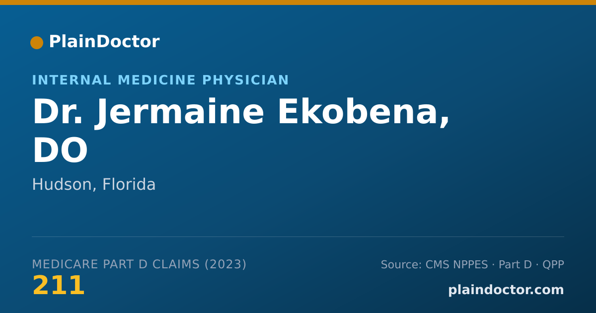 Shareable card for Jermaine Ekobena, DO - Internal Medicine Physician, Hudson, FL