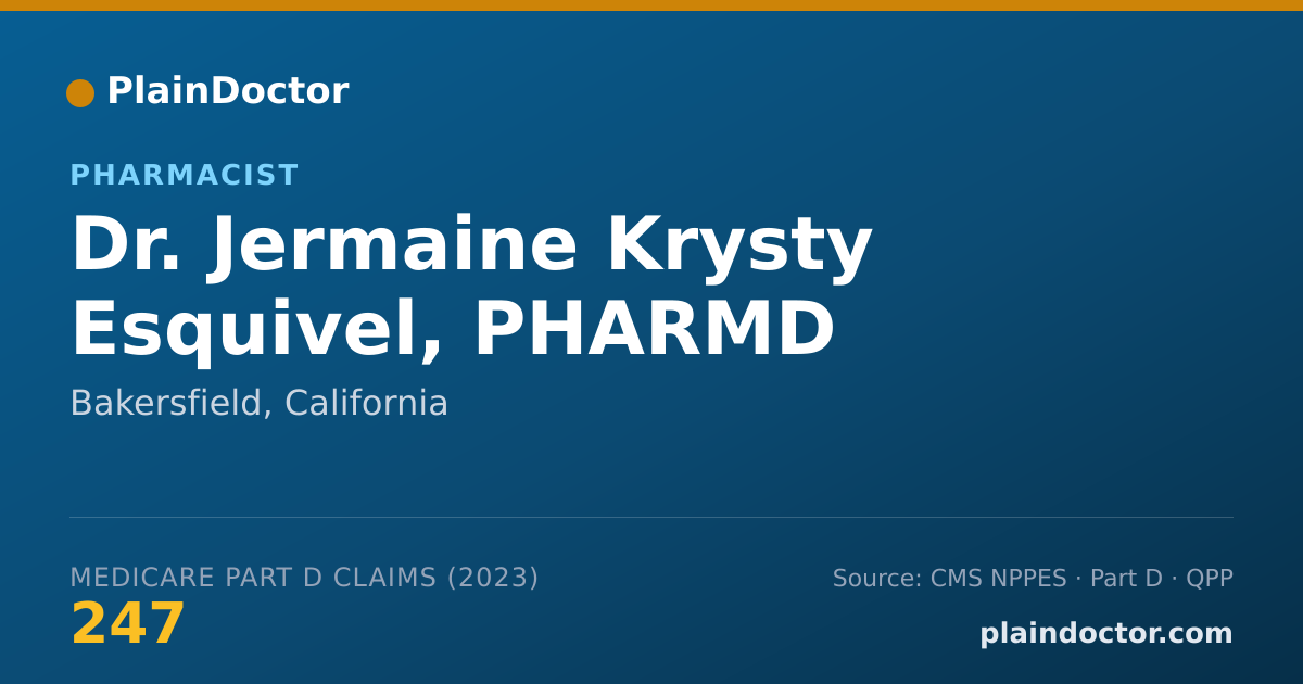 Shareable card for Jermaine Krysty Esquivel, PHARMD - Pharmacist, Bakersfield, CA