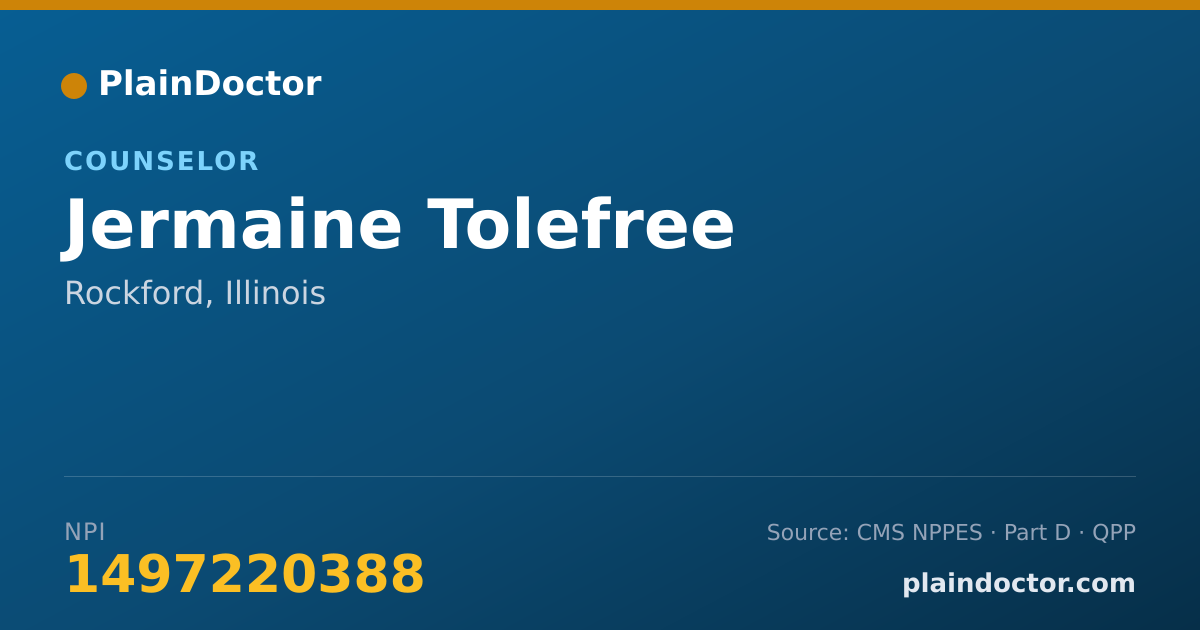 Shareable card for Jermaine Tolefree - Counselor, Rockford, IL