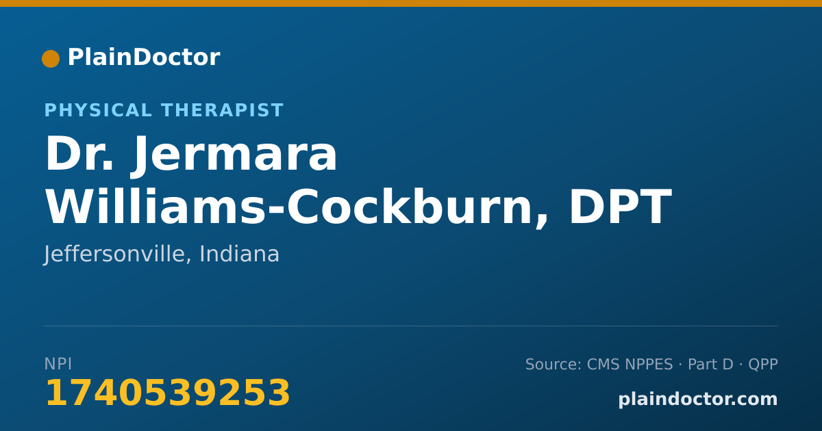 Shareable card for Jermara Williams-Cockburn, DPT - Physical Therapist, Jeffersonville, IN