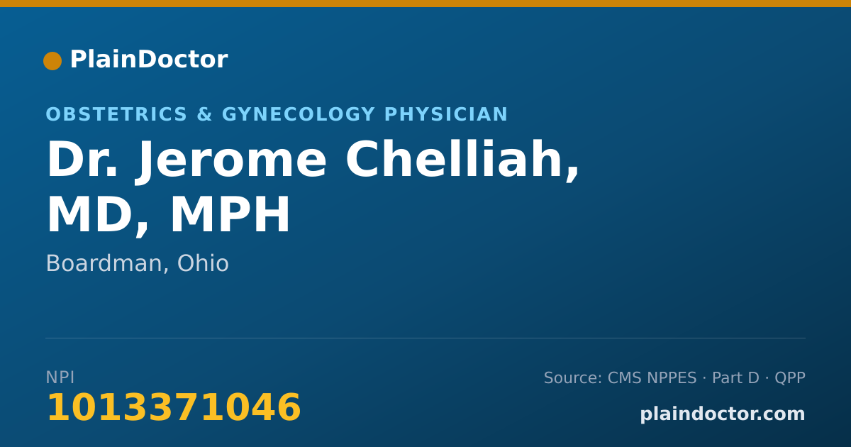 Shareable card for Jerome Chelliah, MD, MPH - Obstetrics & Gynecology Physician, Boardman, OH