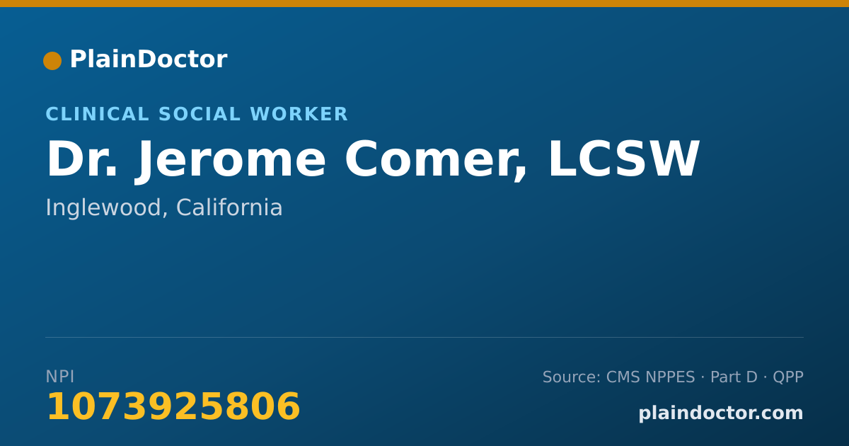 Shareable card for Jerome Comer, LCSW - Clinical Social Worker, Inglewood, CA