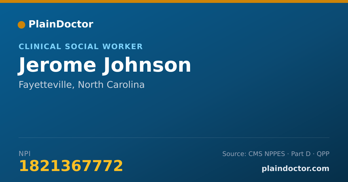 Shareable card for Jerome Johnson - Clinical Social Worker, Fayetteville, NC