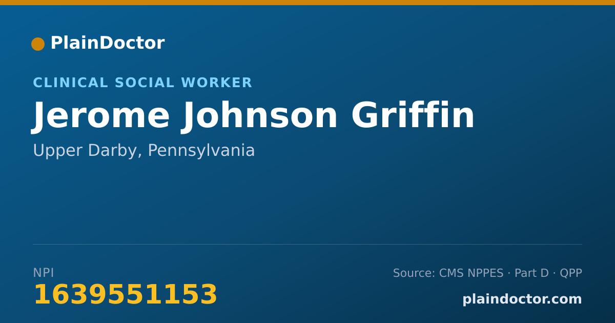 Shareable card for Jerome Johnson Griffin - Clinical Social Worker, Upper Darby, PA