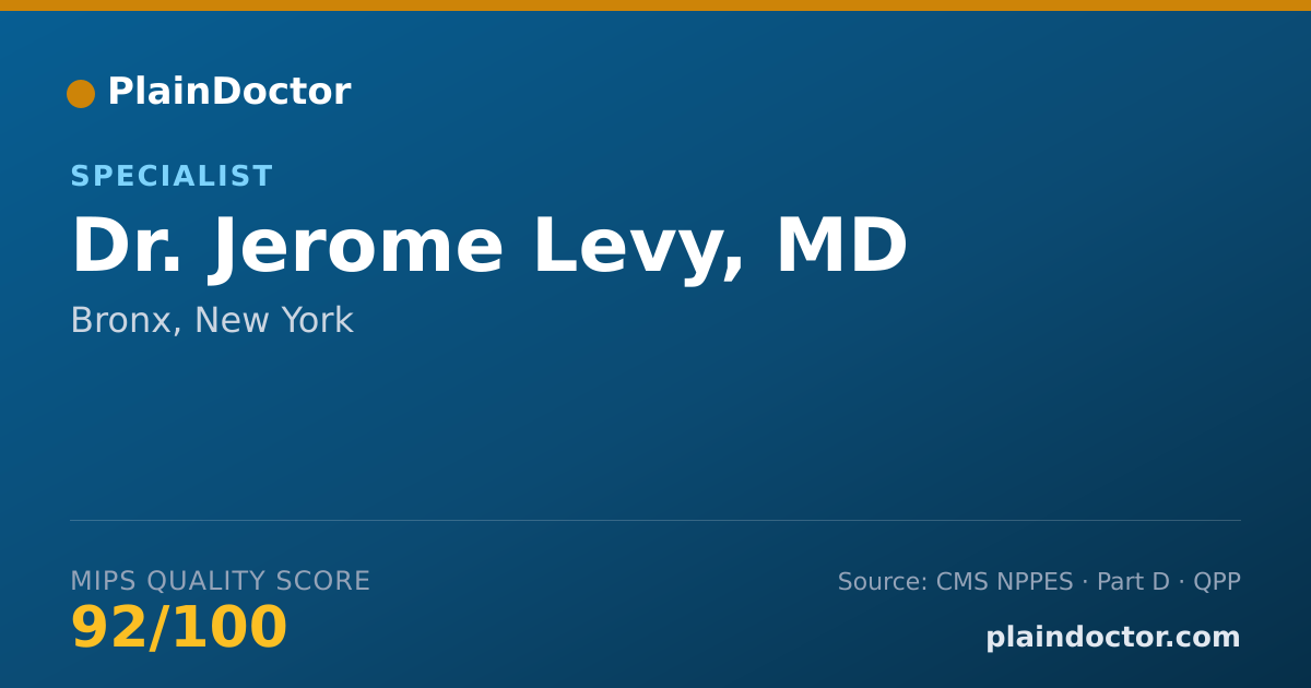 Shareable card for Jerome Levy, MD - Specialist, Bronx, NY