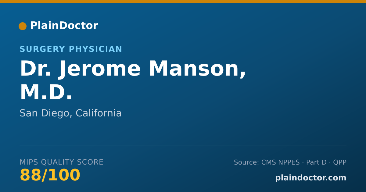 Shareable card for Jerome Manson, M.D. - Surgery Physician, San Diego, CA