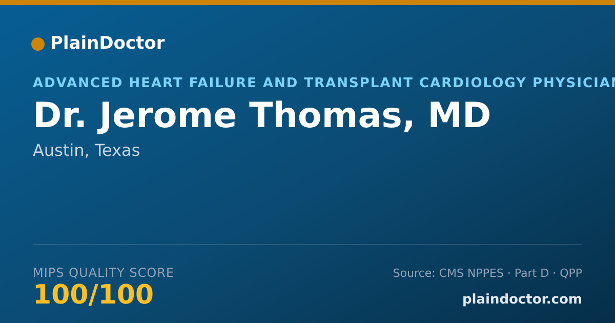 Shareable card for Jerome Thomas, MD - Cardiovascular Disease Physician, Austin, TX